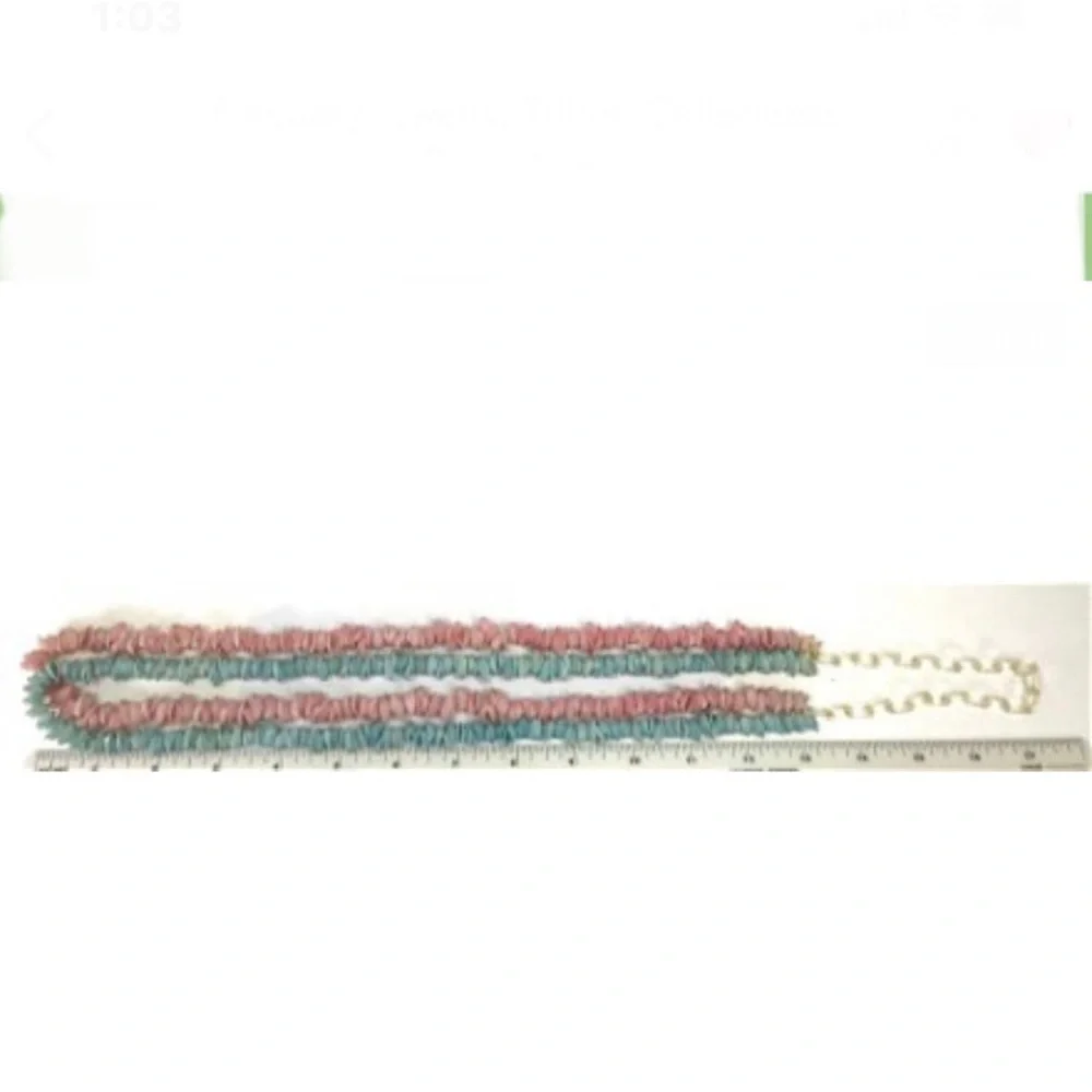 Vintage dyed rose &‎ skyblue shell & celluloid chain necklace